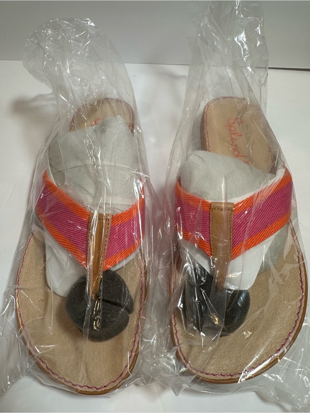 Splendid Pink & Orange Striped Thong Sandals